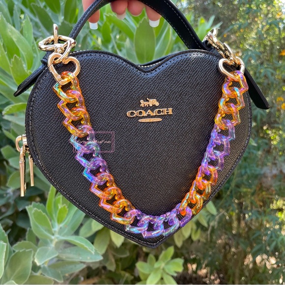 Halloween Orange Purple Triple Hearts Bag Purse Novelty Resin Chain Charm Strap - Picture 6 of 14